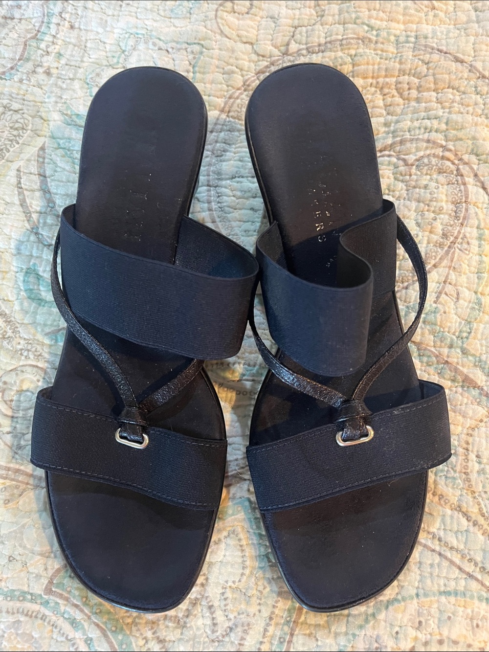 Italian Shoemakers Navy Women's Slide Sandals with Velcro Straps